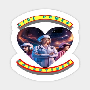 Girl power galantine’s Astronaut medics Magnet