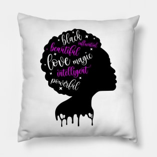 Black American Woman. Afro American Girl. Black Beautiful Pillow