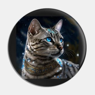 Royal Silver Bengal Cat Pin