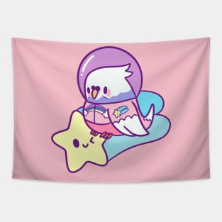 Cute pastel space bird Tapestry