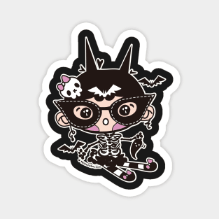 cute halloween whimsical cute girl illustration Magnet