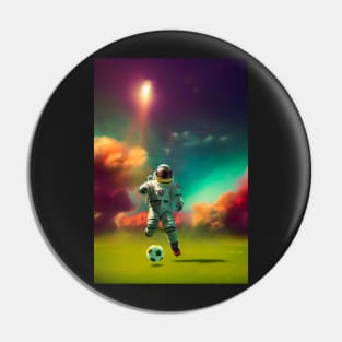 Astronaut play soccer football in space Pin