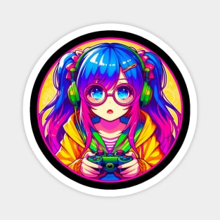 Neon gamer girl Magnet