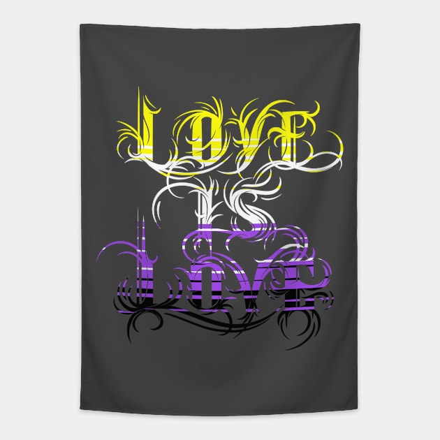 Love is Love - Nonbinary Pride Tapestry by Manfish Inc.