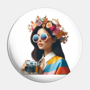 Snap! beauty girl with camera for photography Pin