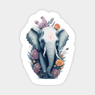 Elephant with Flowers Magnet