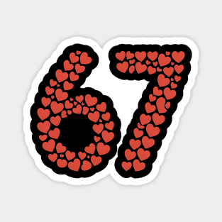 Valentine’s Day 67 Heart Filled Number – Funny Six Seven Meme Gift Magnet
