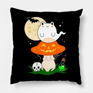 Ghost Frog on Jack'o'lantern Toadstool Pillow