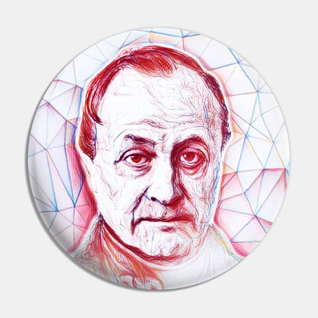 Auguste Comte Portrait | Auguste Comte Artwork | Line Art Pin by JustLit