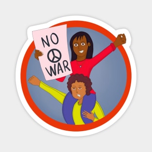 Two Girls Protesting Against War Magnet