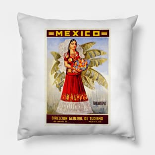 Tehuantepac - Vintage Mexico Travel Poster Design Pillow