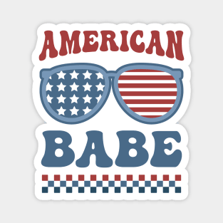 4th of July American Babe Retro Patriotic Magnet