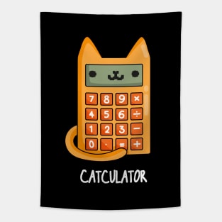 Cat-culator Funny Cat Calculator Puns Tapestry