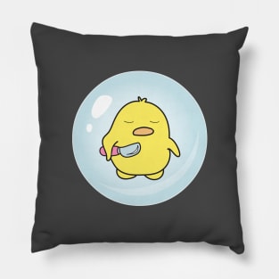 Funny Duck holding a knife in a bubble Pillow