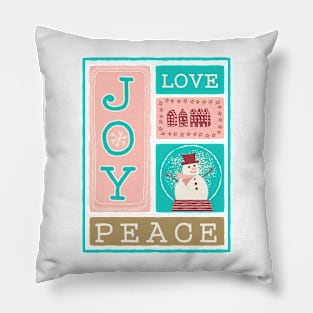 Fun Christmas Card Design In Pink & Aqua Pillow