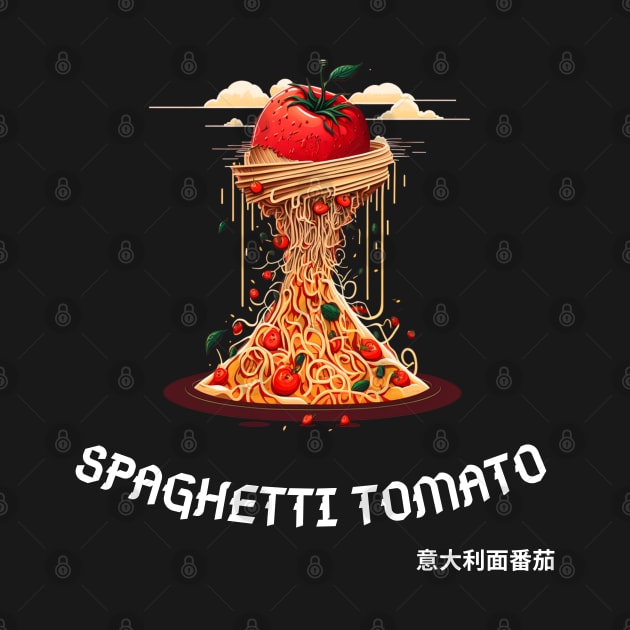 Spaghetti Tomato Tsunami Illustration Art by Hohohaxi