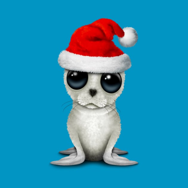 Baby Arctic Seal Wearing a Santa Hat by jeffbartels