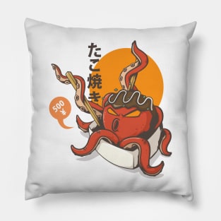 500 Yen Takoyaki Monster Japanese Traditional Art Style Pillow