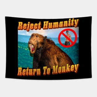 Reject Humanity Return To Monkey Meme Island Vibes Tapestry