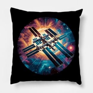 Spectacular Space Station - Cosmic Voyage Pillow