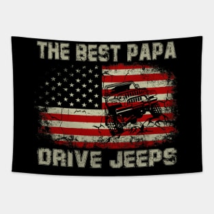 The Best Papa Drive Jeeps American Flag Jeep Tapestry