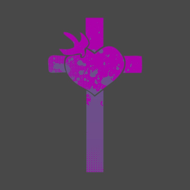 Purple Cross with Heart by AlondraHanley