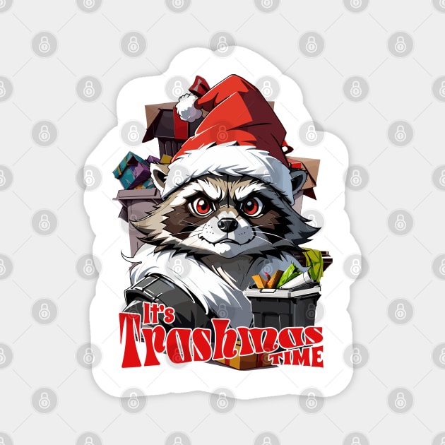 raccoon Christmas Trashmas Magnet by Rusty Lynx Design