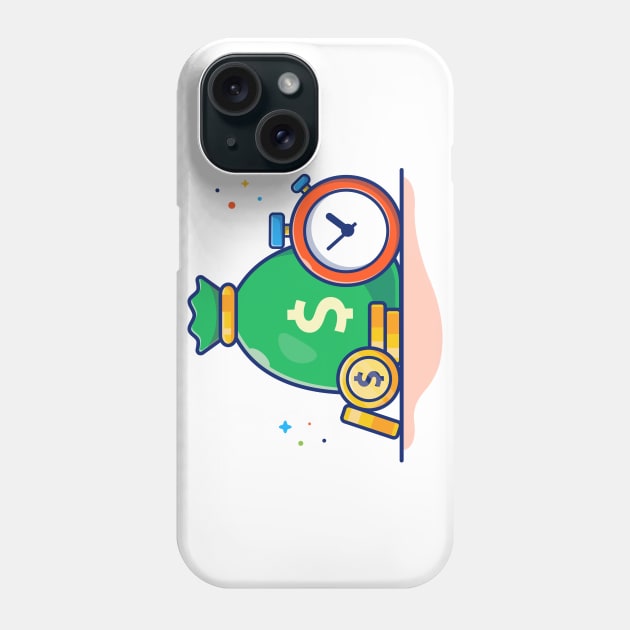 Timer with sack of coin cartoon Phone Case by Catalyst Labs