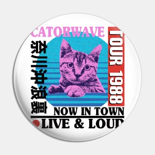 Vaporwave Aesthetic Retro Cat Gift Funny Japan Otaku Pin