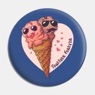 Together Forever Ice Cream Cones Couple Pin