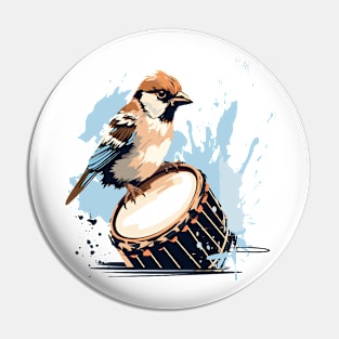 Sparrow And Drum Pin