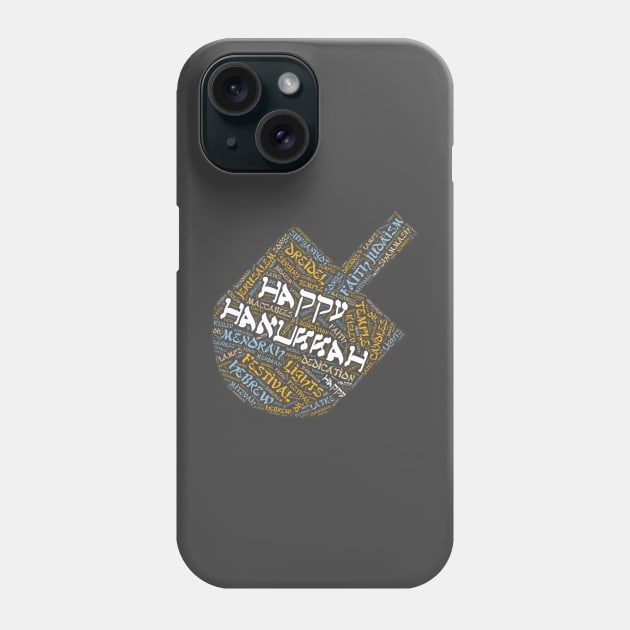 Hanukkah Wordcloud for Darker Backgrounds Phone Case by WYL - Words You Love