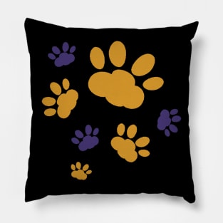 Yellow and purlpe paws Pillow