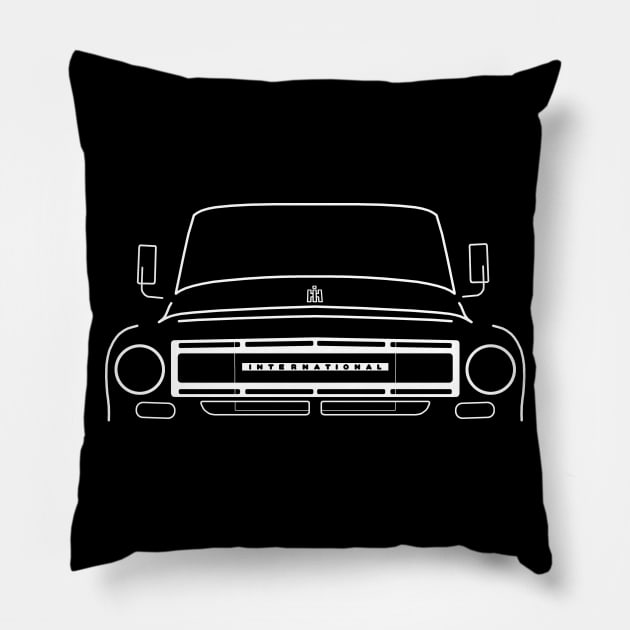 International Harvester IH Travelette / Travelall 1960s classic truck white outline graphic Pillow by soitwouldseem