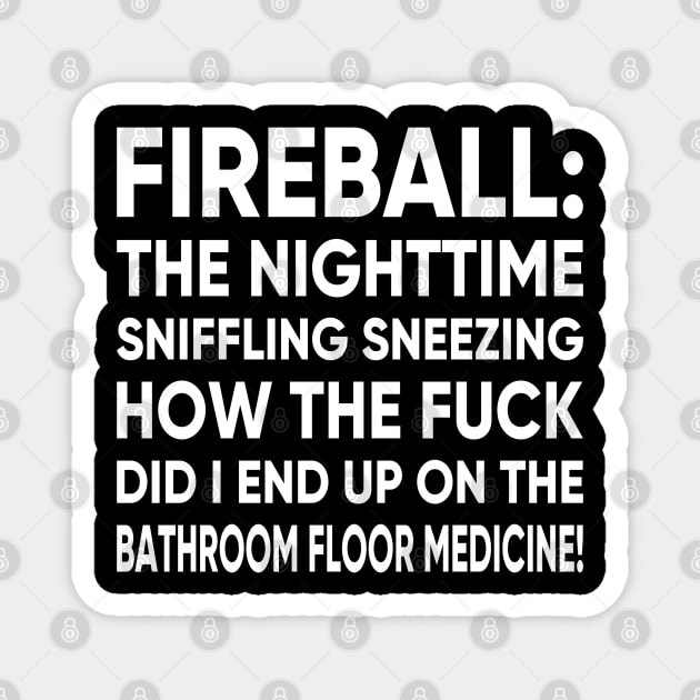 FIREBALL THE NIGHT TIME SNIFFLING TSHIRT Magnet by MarkBlakeDesigns