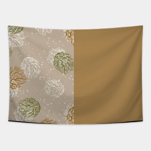 Gold Vertical Split Colorful Pinecone Pattern on Beige Brown Tapestry