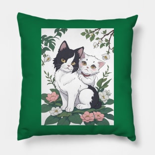 Enchanting Feline Duo Pillow