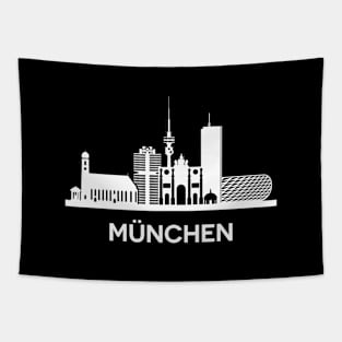 München Skyline, white Tapestry