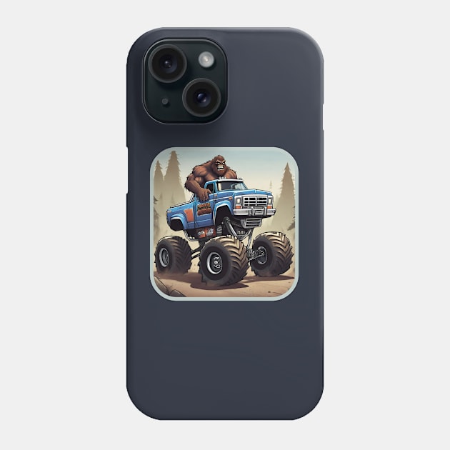 Bigfoot Driving a Monster Truck. Phone Case by Gone Retrograde