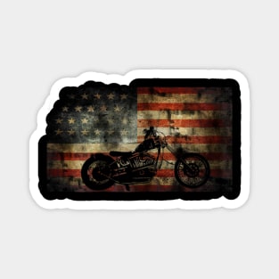 Motorcycle American Flag Patriotic Vintage July 4th Magnet