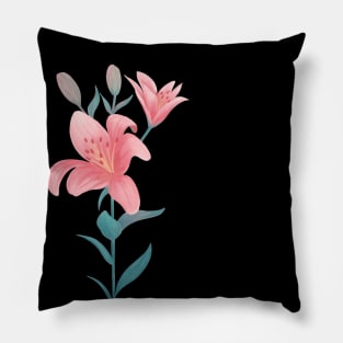 Pink Lily Flower Pillow