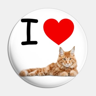 I HEART ORANGE MAINE COON CAT Pin