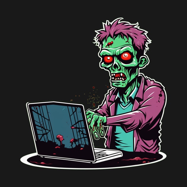 Zombie software developer computer engineer it guy halloween design by Edgi