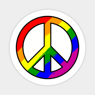 Rainbow Peace Sign LGBTQ Pride Flag Magnet