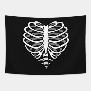 Skeleton rib cage heart Tapestry