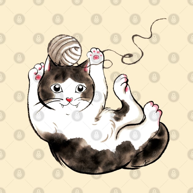 Cat play with wool ball by juliewu