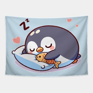 cute penguin sleeping Tapestry