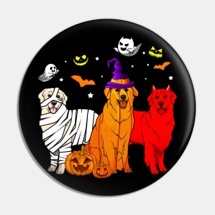 Funny Golden Retriever Halloween Costume Gift T-shirt Pin