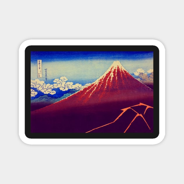 "Storm below Mount Fuji from the series Thirty-six Views of Mount Fuji" by Katsushika Hokusai (1830 - 1832) TECHNICOLOR REMASTERED Magnet by FineArtMaster