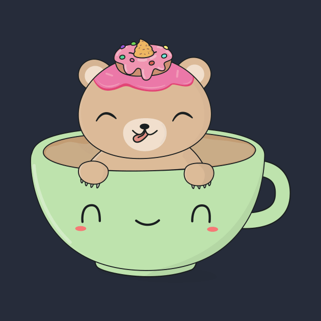 Kawaii Brown Bear Coffee T-Shirt by happinessinatee